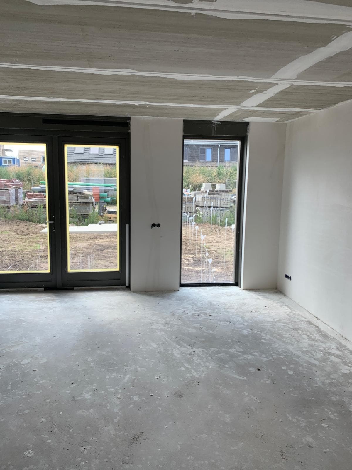 Spackwerk nieuwbouw woonkamer
