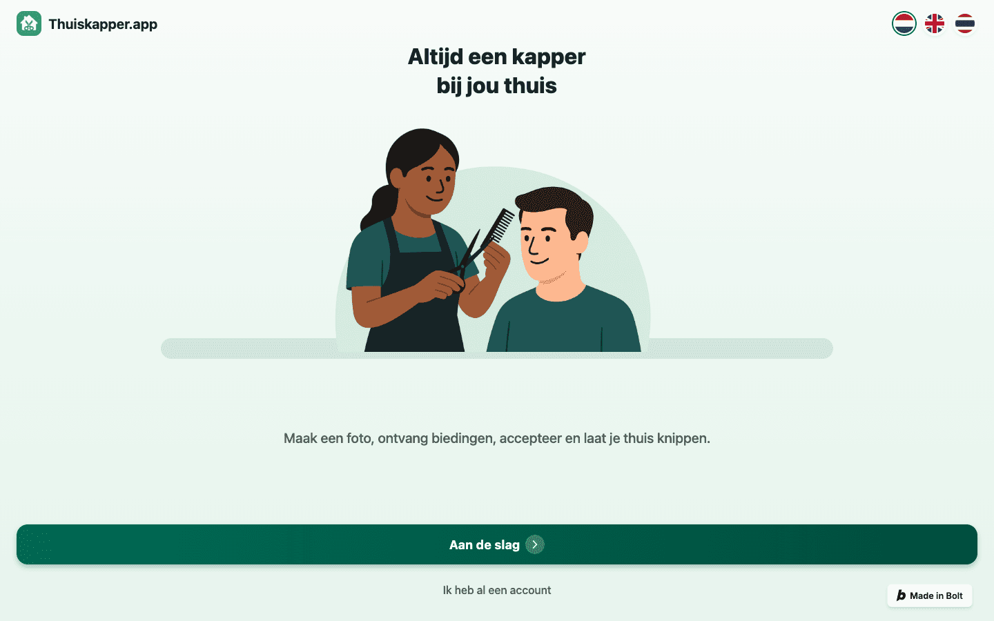 Thuiskapper.app website screenshot